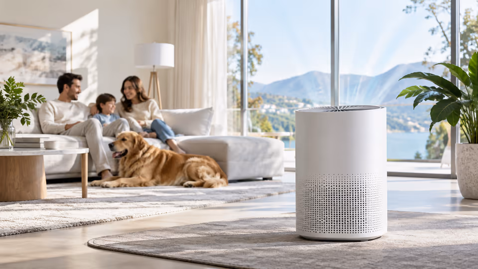 An air-treatment device in a family living room